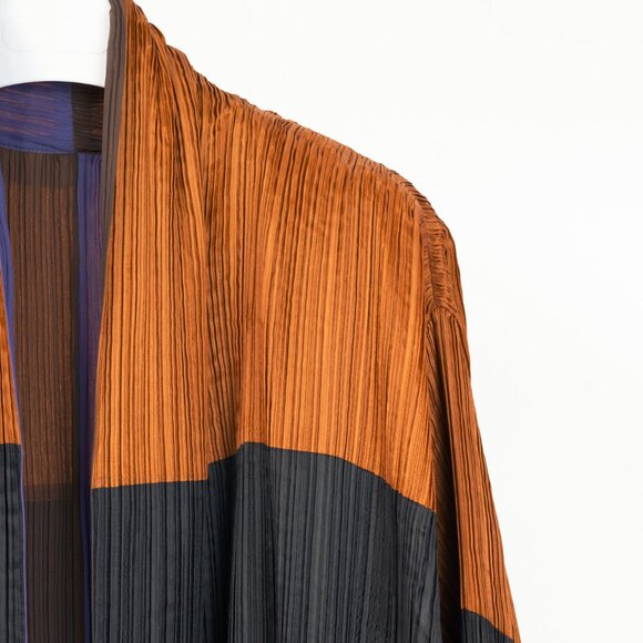 Issey Miyake SS1993 Reversible Multicolour Striped Pleated Open-Front Jacket - Picture 6 of 14